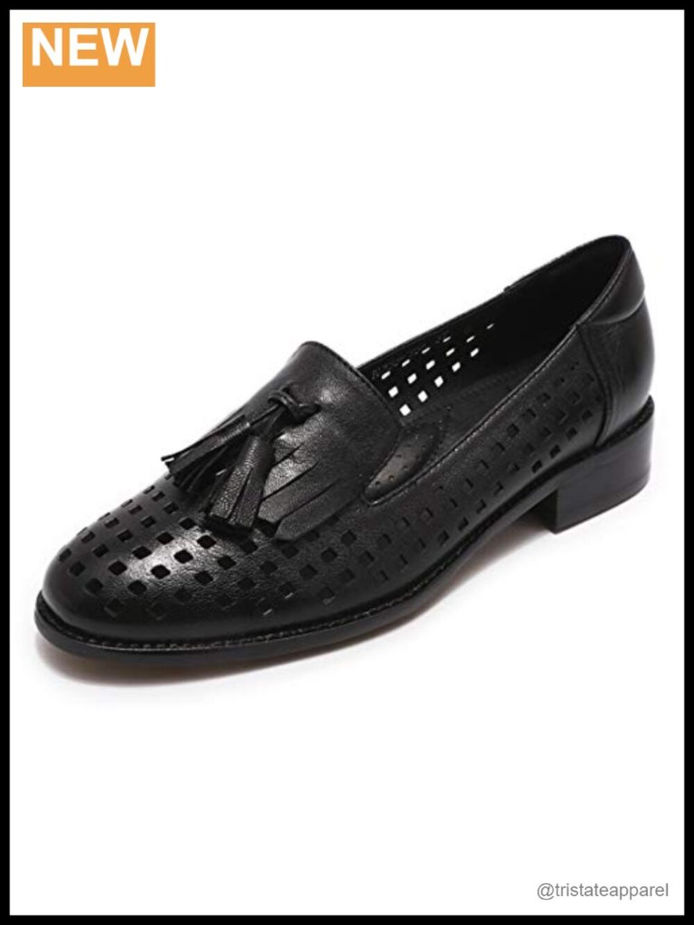 Womens Leather Tassel Loafers Slip On Flats Business Casual Work Shoes